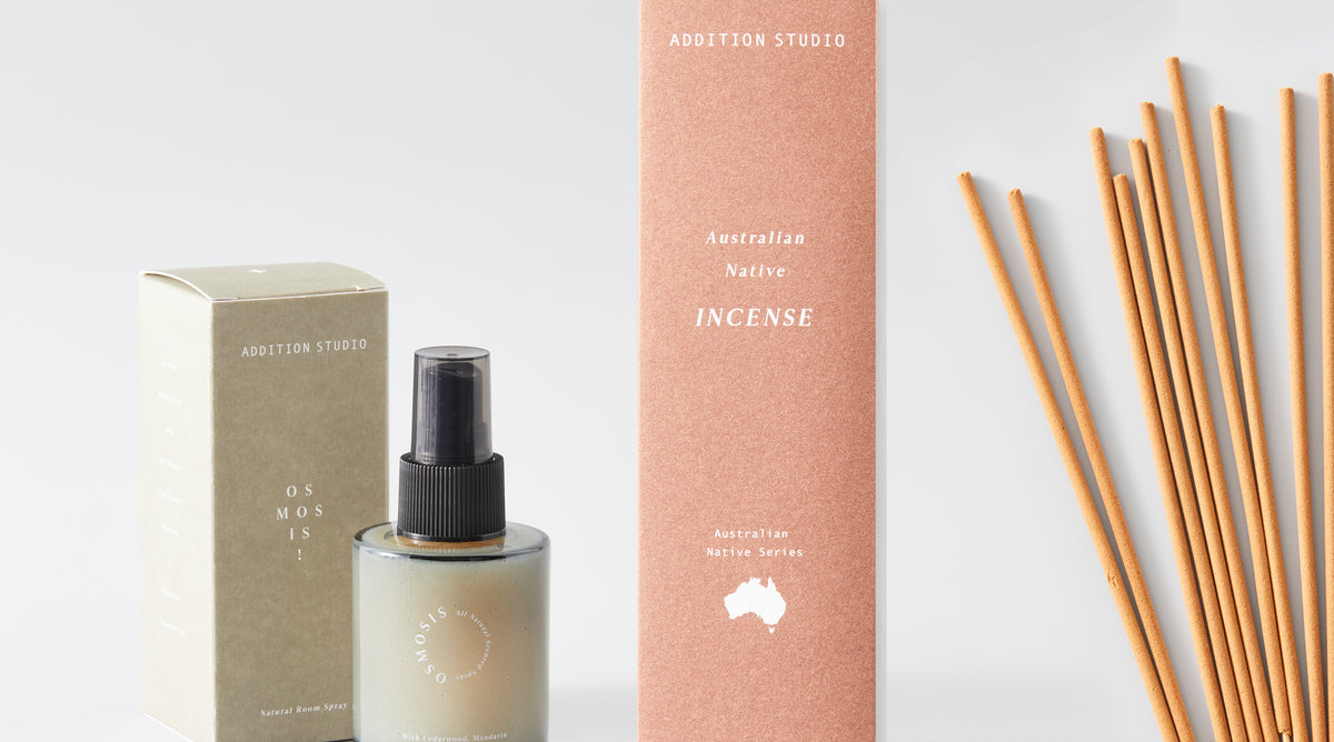 A range of naturally scented room sprays and incense products available at Sensoriam