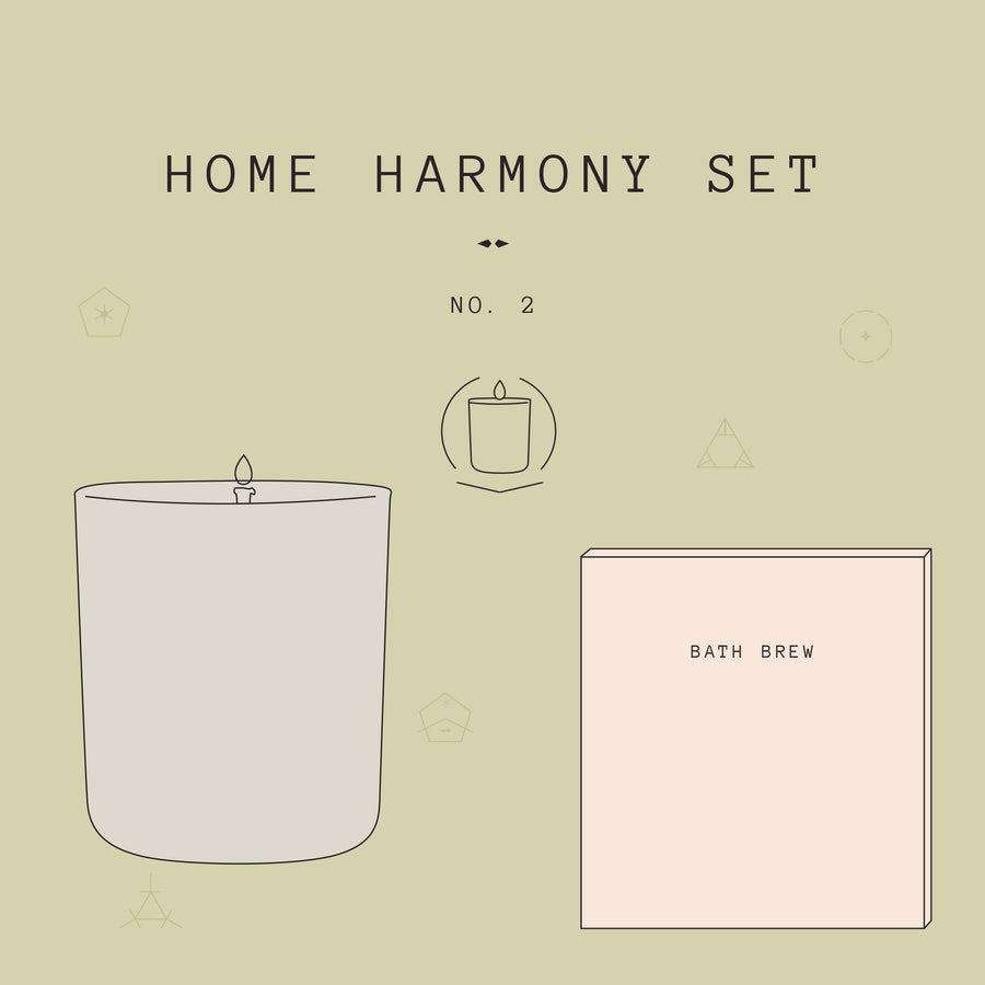  Home Harmony 2 Gift Set is designed to nurture your soul with a long bath soak and and the gentle flickering of candle light.  PRODUCTS INCLUDED: ・Addition Studio Riverstone Bath Brew, 55gm ・Addition Studio Sunflower Galaxy Scented Candle, 285gm