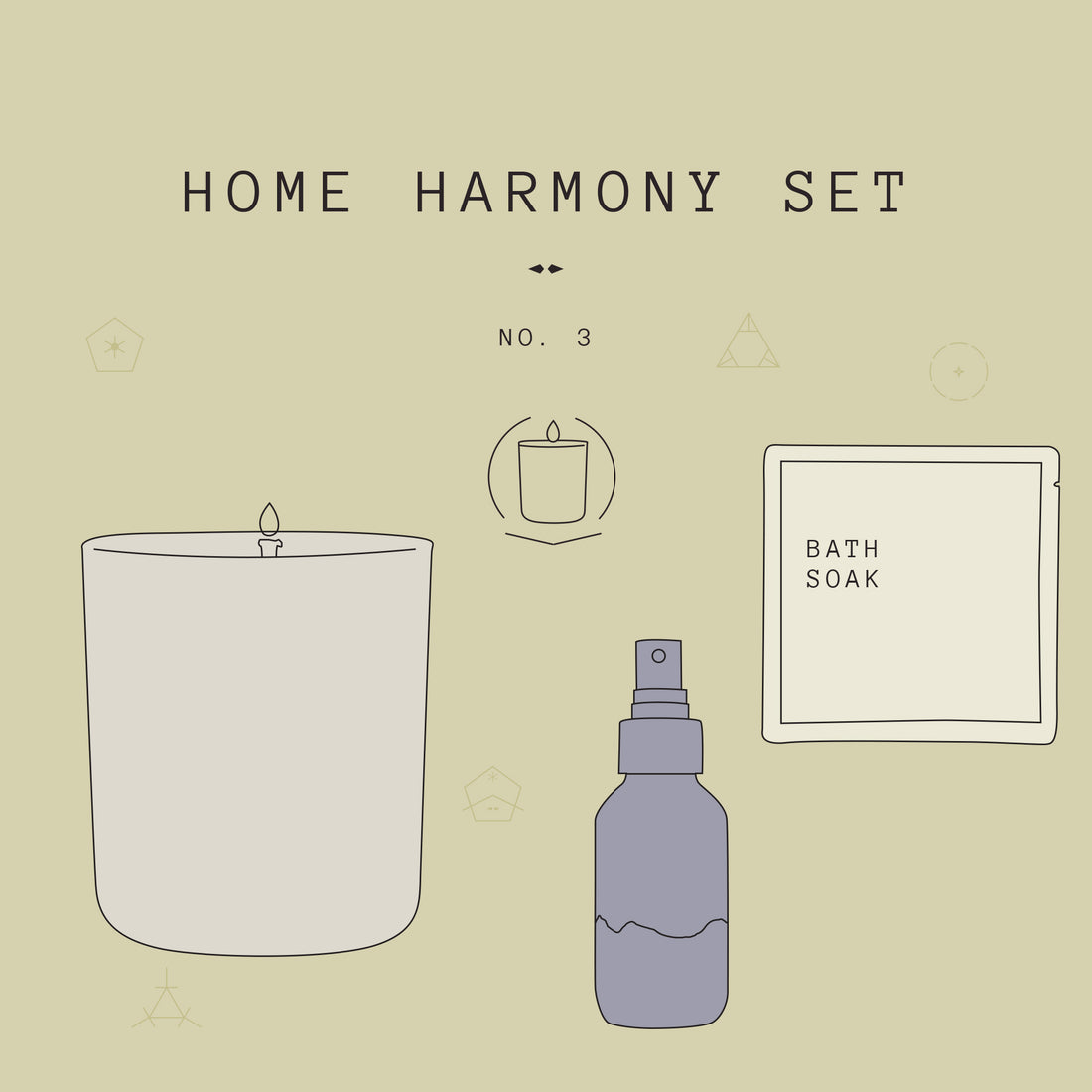 Home Harmony 3 Gift Set is crafted to help purify the air in your favourite spaces, while creating a soothing ambience.  PRODUCTS INCLUDED: ・Addition Studio Australian Native Bath Soak Sachet, 75gm ・Addition Studio Sunflower Galaxy Scented Candle, 285gm ・One Seed Heartland Purifying Room Spray, 100ml