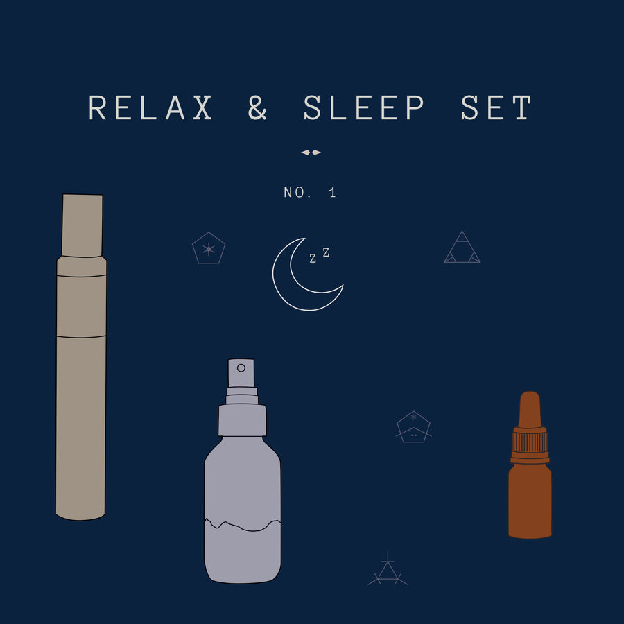Sensoriam Relax & Sleep Natural Perfume Gift Set - Feather & Seed Essential Oil Sleep, Serene Body Health Ground and One Seed Laundrette Pillow Mist